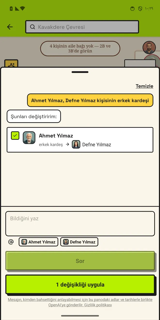 Sen söylersin. O önerir. Sen onaylarsın.